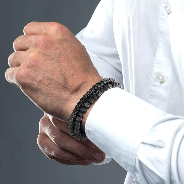 Natural Agate Stone Leather Beaded Bracelet(Limited time discount š„ last day)