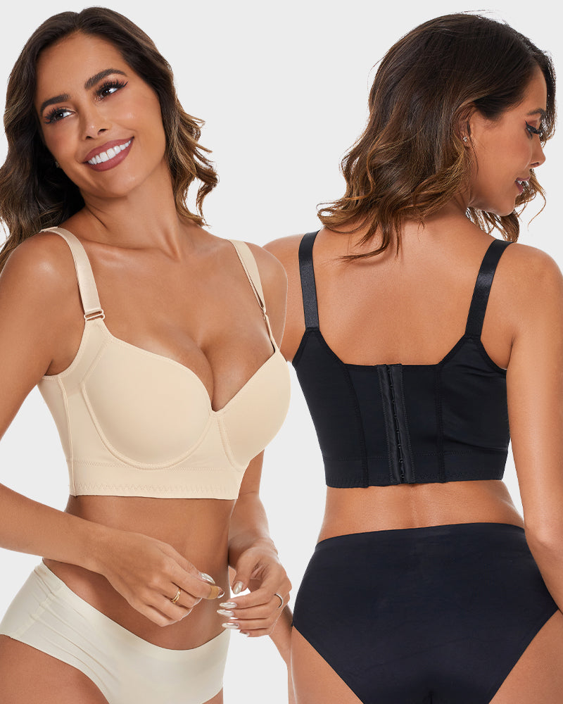 💖 Lift & Smooth Essentials – 2-Pack Push-Up Bras (Black + Beige)