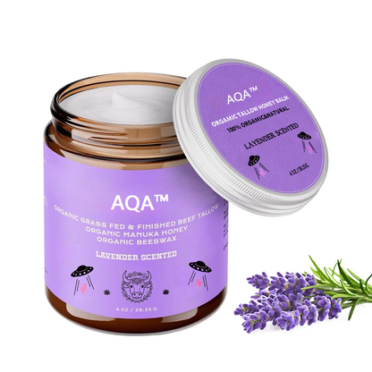 Organic Beef Tallow, Manuka Honey & Beeswax Balm 4oz Natural Face & Body Moisturizer Skin Care Frankincense, Lavender, Unscented, Hydrating