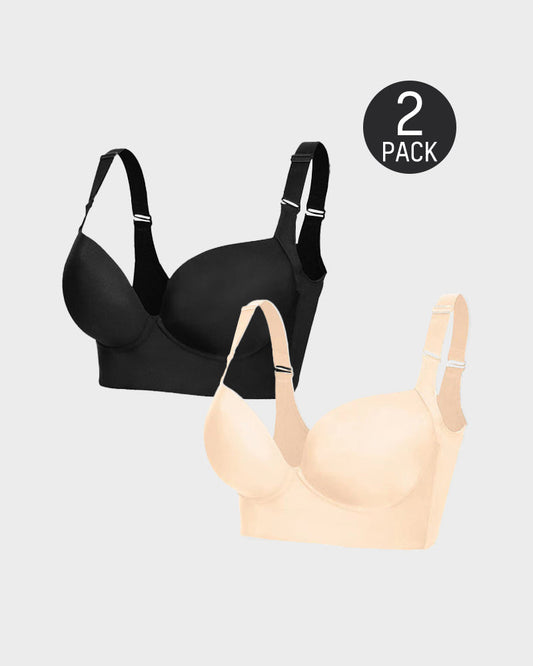 💖 Lift & Smooth Essentials – 2-Pack Push-Up Bras (Black + Beige)