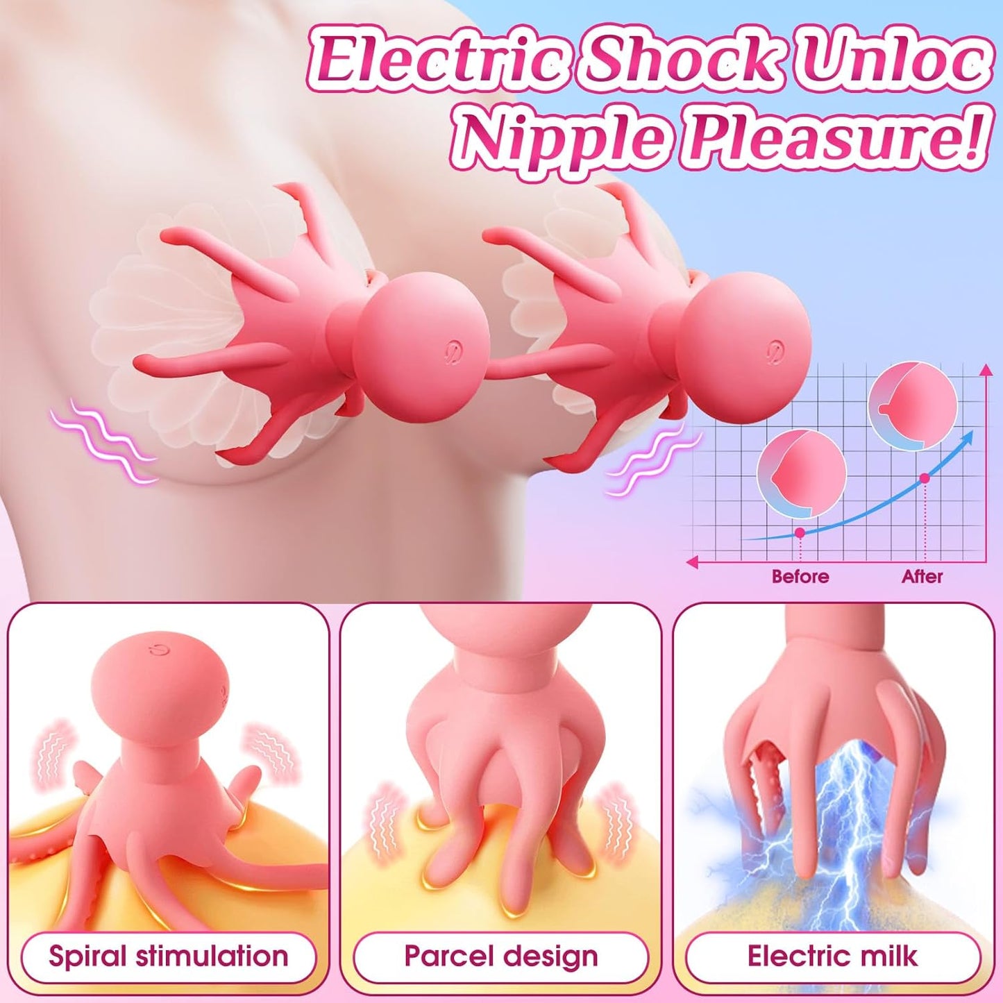 💥New on sale 2025 💞Electric Octopus Vibration Stimulator - 10 vibration and electric shock modes for multiple stimulation of nipples, clitoris and anus