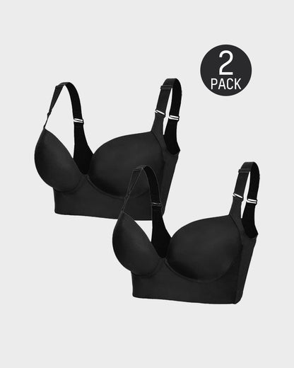 💖 Lift & Smooth Essentials – 2-Pack Push-Up Bras (Black + Beige)