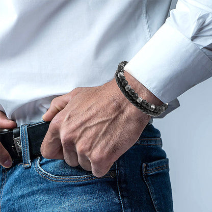 Natural Agate Stone Leather Beaded Bracelet(Limited time discount 🔥 last day)